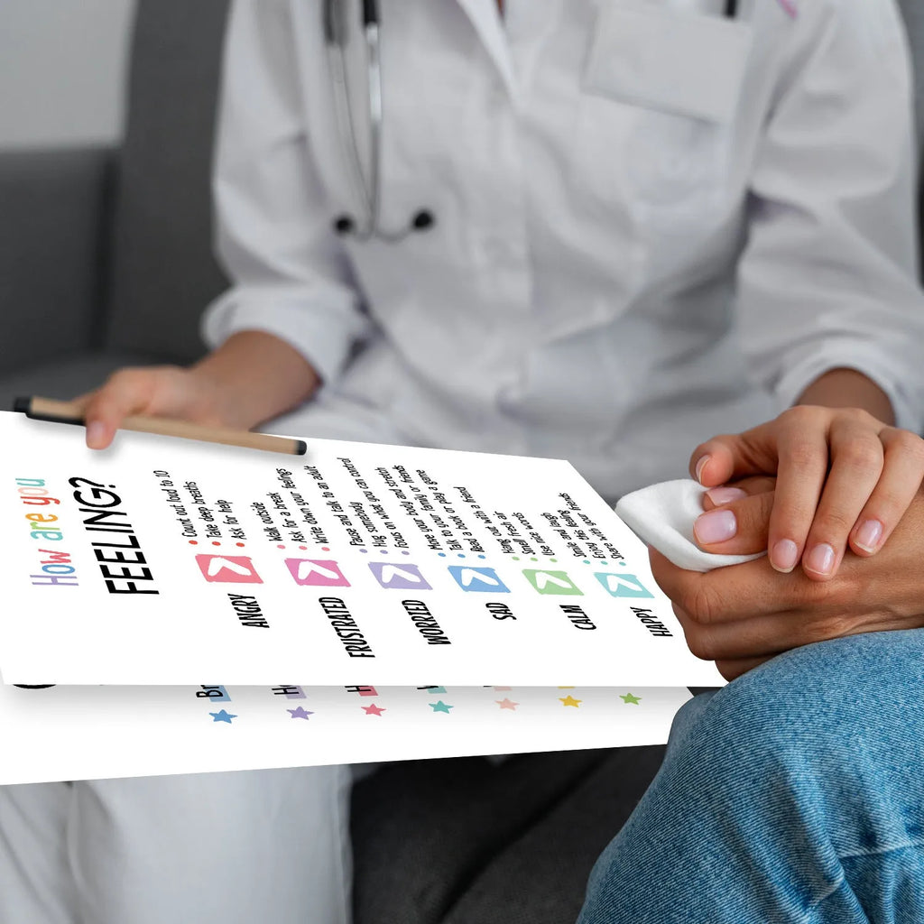 Twelve mental health posters on coated paper with bright film finish, 255x355mm size
