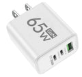 65W frosted square multi-port charger with 1USB and 2PD ports in EU White colour variant