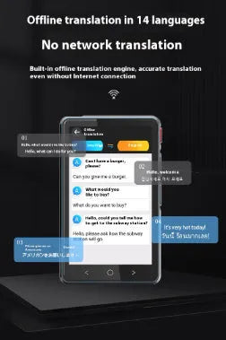 Intelligent offline language translating machine in P40 Black with touchscreen, USB charging, and compact plastic body