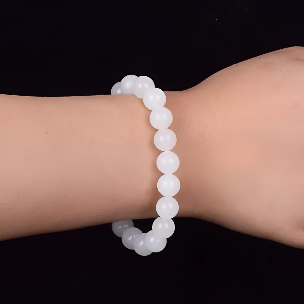 Hotan white jade goat fat 10mm round bead bracelet unisex national style