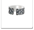 925 sterling silver adjustable ring with geometric five-pointed star pattern for men and women