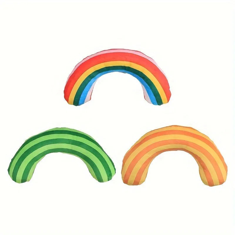 Striped pattern cat pillow toy set with noise-making functions and built-in catnip measuring 23x20cm