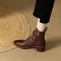 Women's black pointed toe ankle boots with 5.5cm heel and ankle shaft