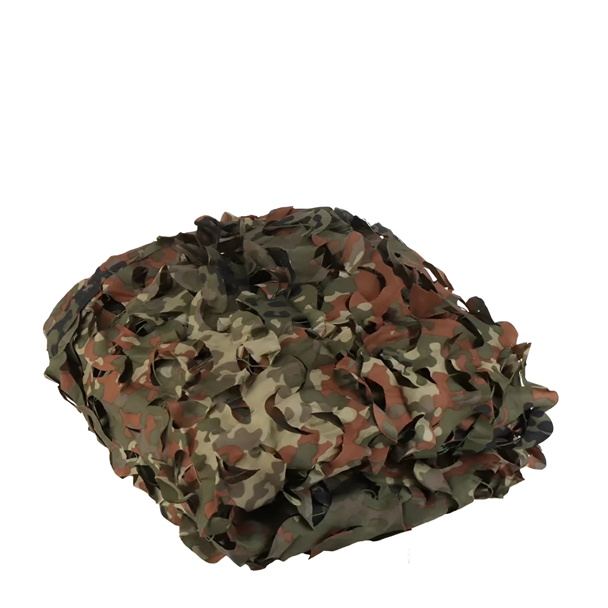 Green camouflage net set on grass showing textured pattern for sunshade and concealment.