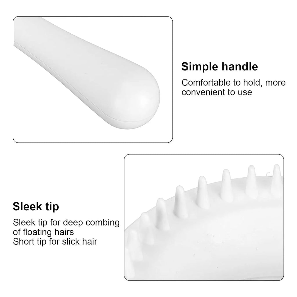 Blue and white double-sided pet grooming brush with deshedding comb and massage side