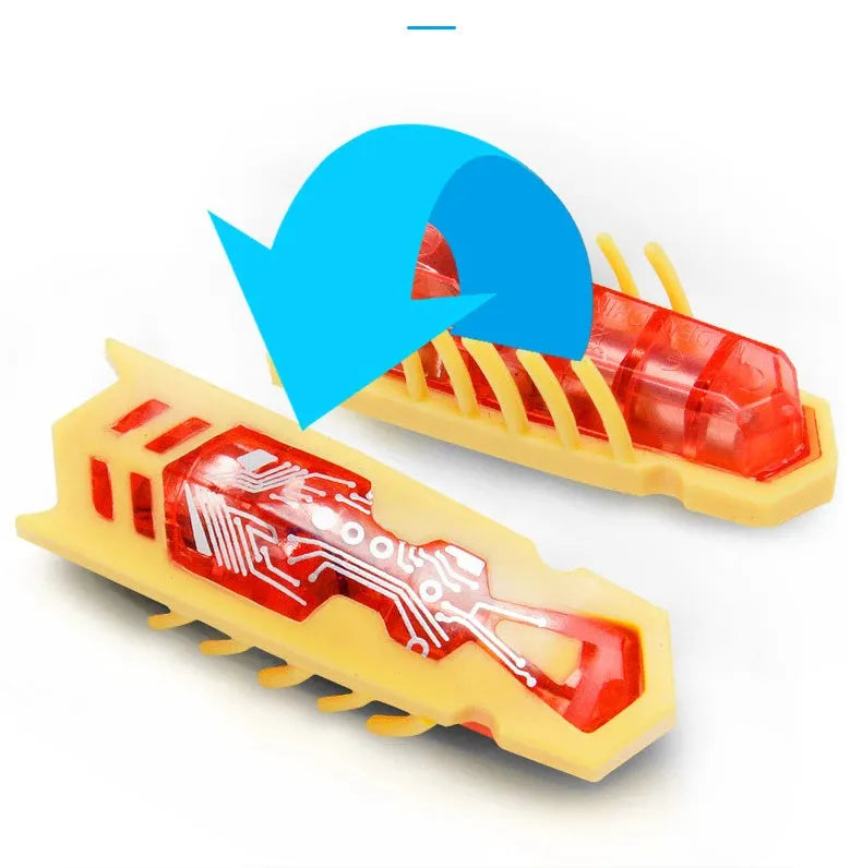 Mini electric bug cat toy with 12 angular legs in insect shape on flat surface