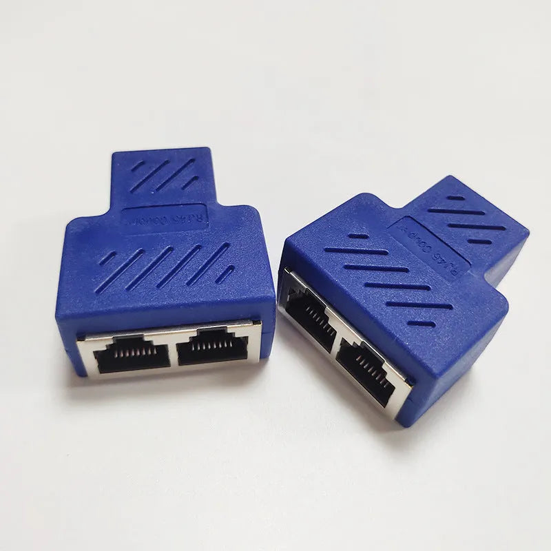 RJ45 three-way tee network cable splitter adapter in assorted colours