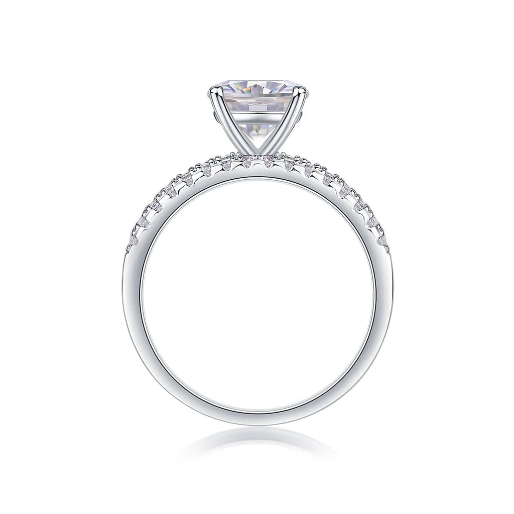 2-carat moissanite ring set in S925 silver with platinum plating, GRA certificate and gift box, sizes 5 to 9