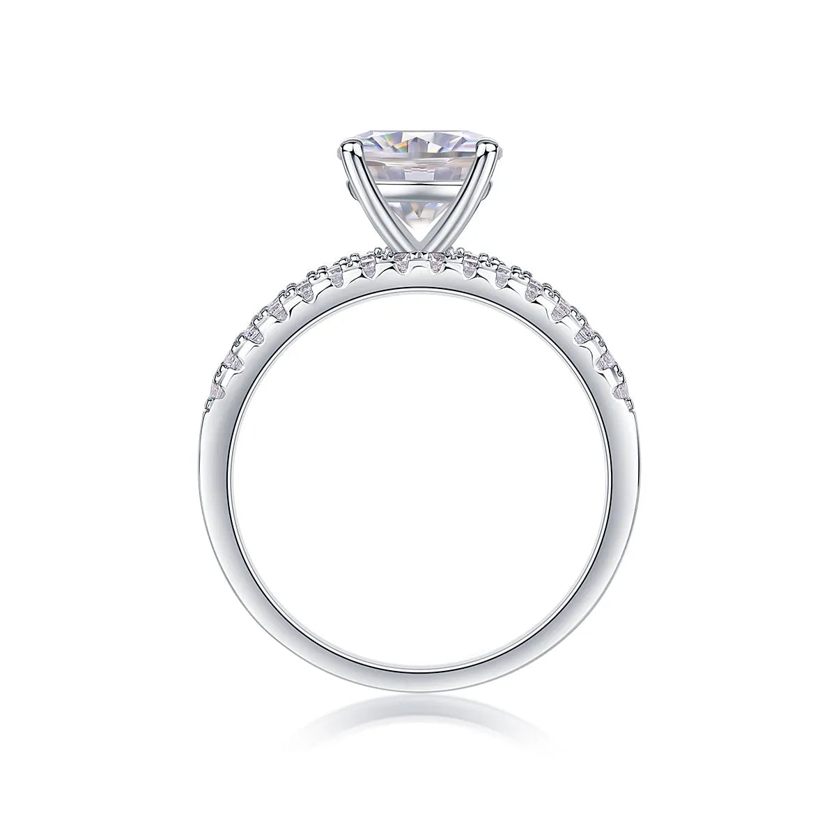2-carat moissanite ring set in S925 silver with platinum plating, GRA certificate and gift box, sizes 5 to 9