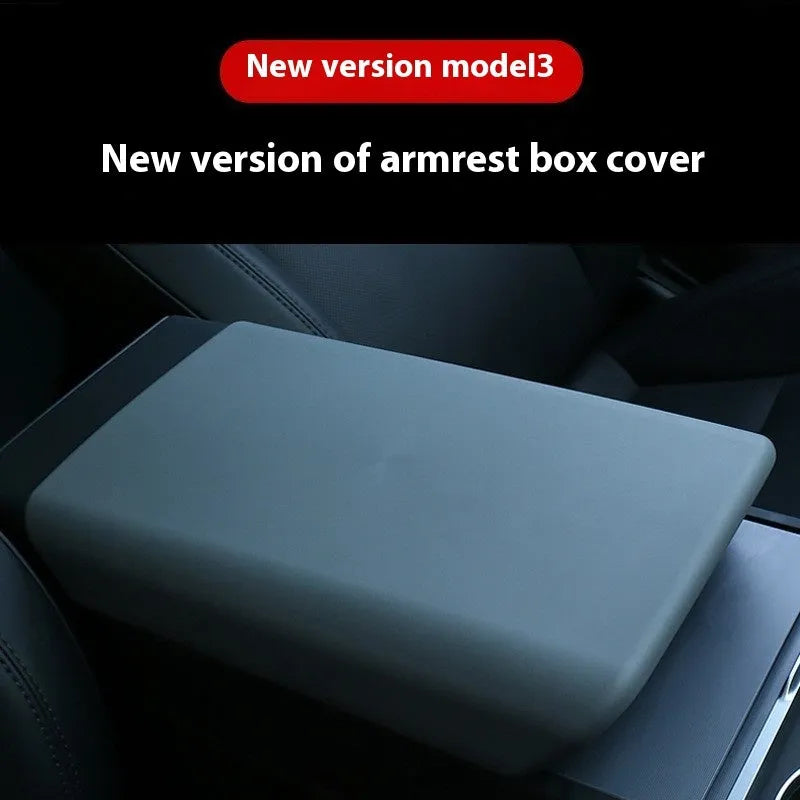 Huanxin TPE central control armrest box protective cover for Tesla Model 3 in black colour