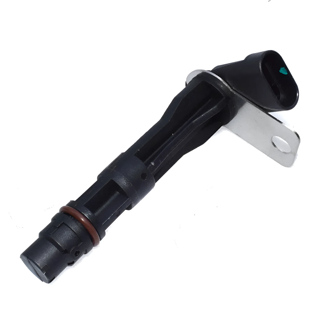 Black General Motors car sensor replacement part on a white background.
