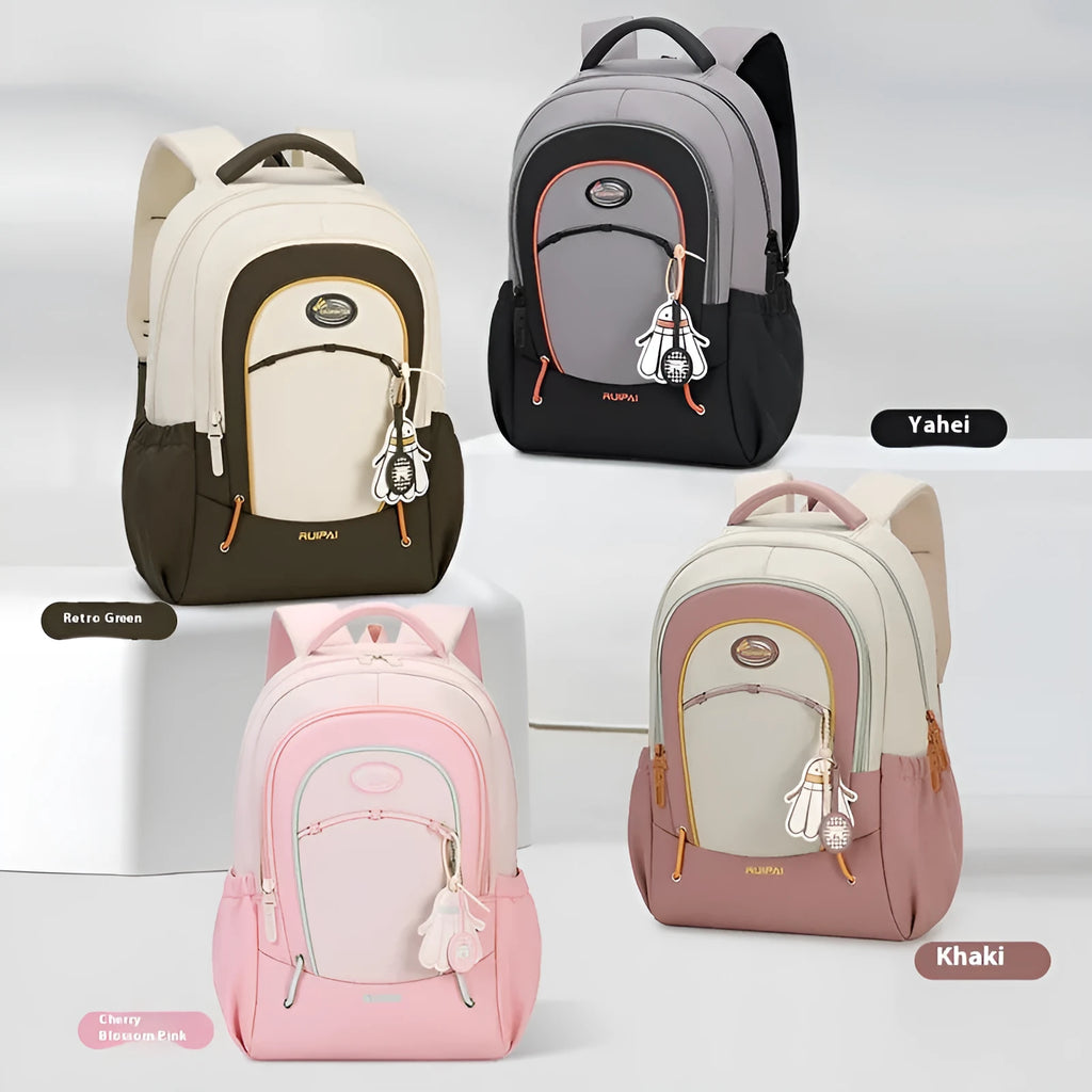 Leisure travel backpack in cherry blossom pink with curved shoulder straps and 20-35L capacity