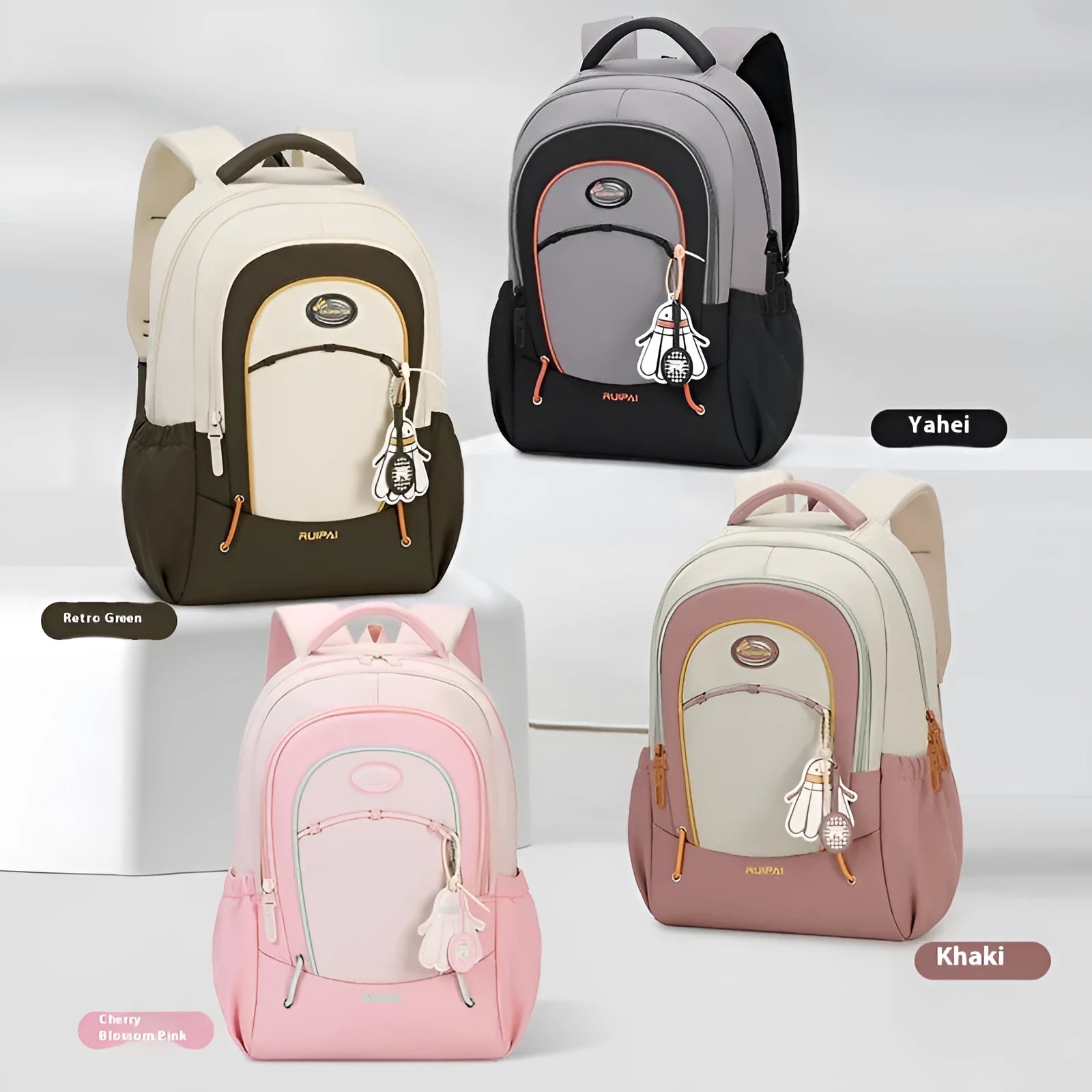Leisure travel backpack in cherry blossom pink with curved shoulder straps and 20-35L capacity