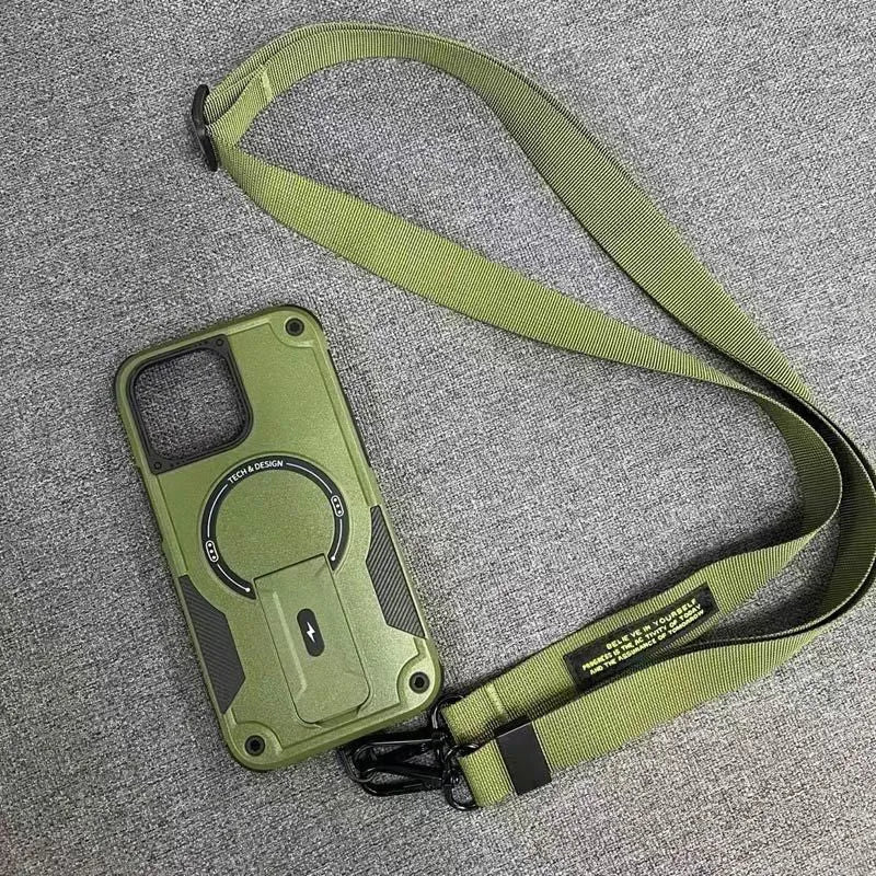Magnetic invisible bracket phone case for iPhone showing frosted hard bottom and soft edge in Titan Gray