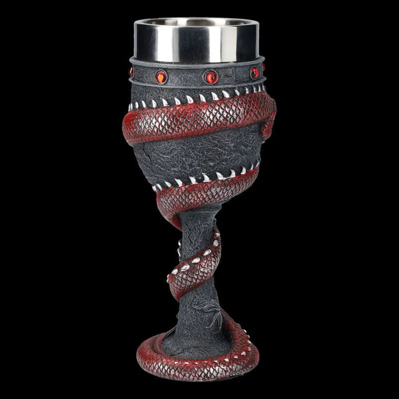 3D dragon design red wine glass with stainless steel and resin construction, 200ml capacity