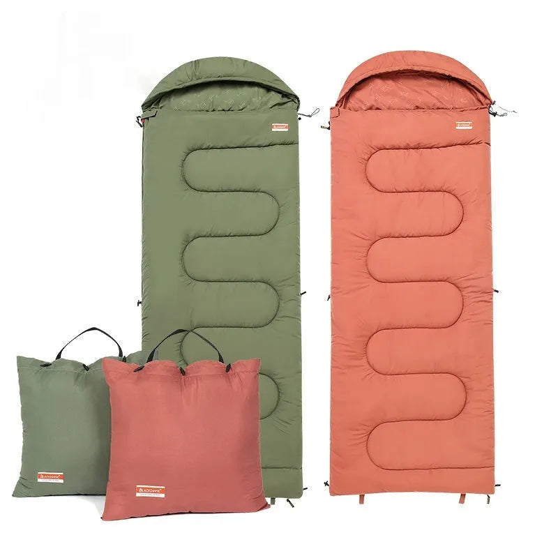 Outdoor cold-proof ultra-light cotton sleeping bag quilt shown in ochre colour