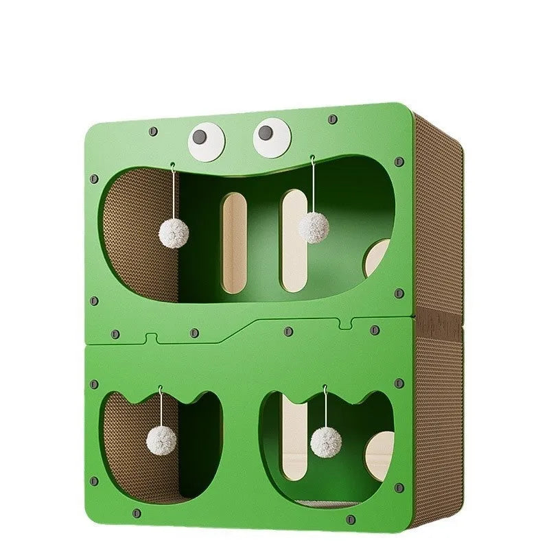 Double layer cat scratching board with integrated cat nest in cute style design options