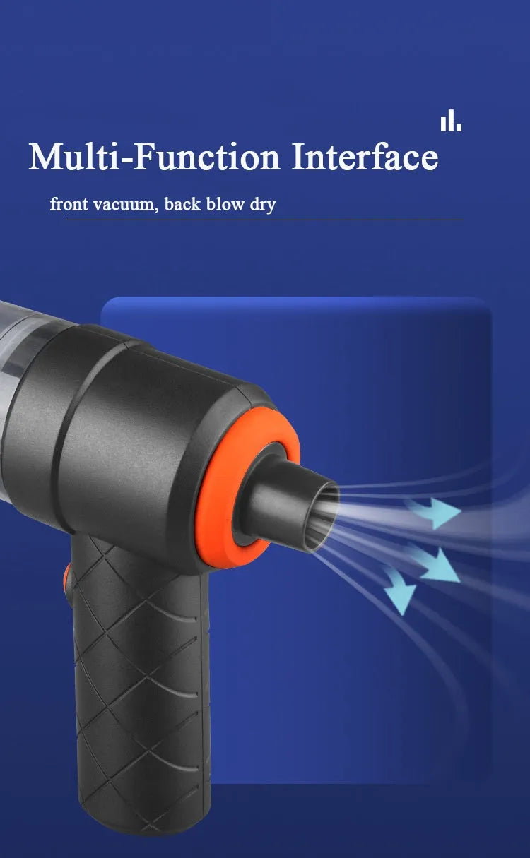 Black mini car vacuum cleaner, wireless handheld strong suction cleaning machine for car and home use