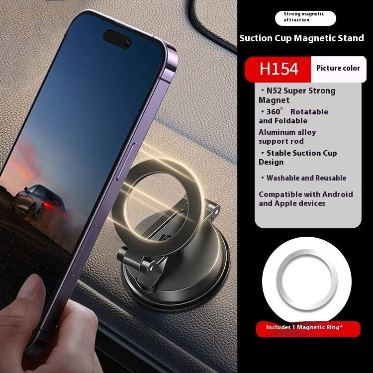 Black H154 magnetic phone holder for cars with suction cup mounting system