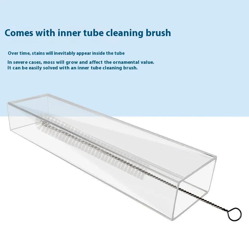 Plastic aquarium feeding tube set with cleaning brush and spoon in three lengths: 17cm, 28cm, and 38cm.