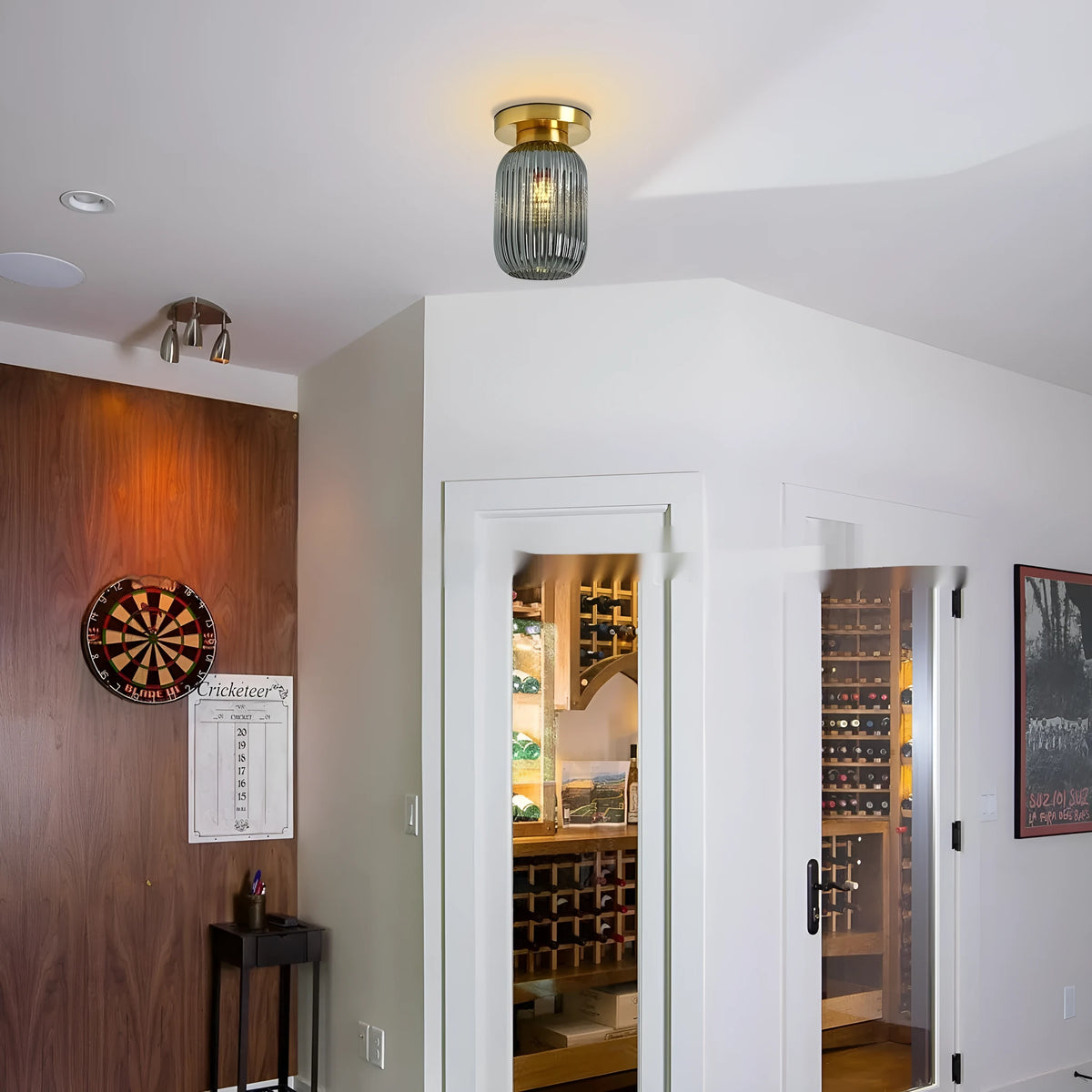 Simple modern aisle glass lamp with green lampshade, glass and alloy construction, Nordic style floor lamp with LED light option