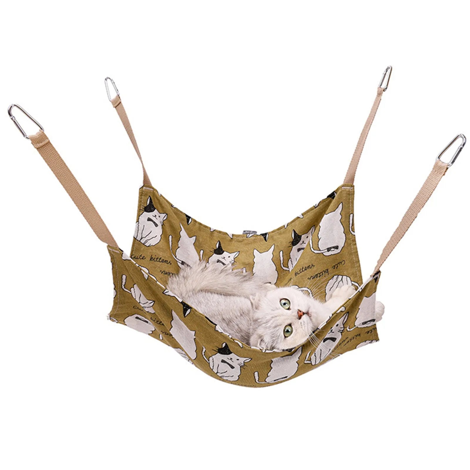 Cotton linen cat hammock bed measuring 47x47cm with hanging hook in multicolour design