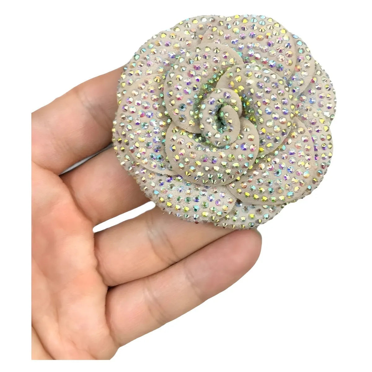 Shoe ornament brooch with genuine leather backing and crystal accents in eight colour combinations