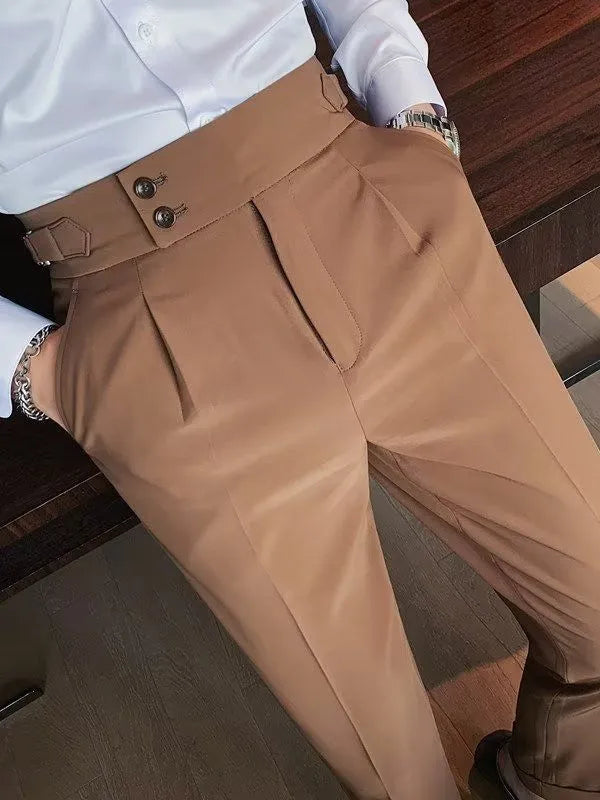 Retro high waist straight leg trousers in black, brown, grey or white colours