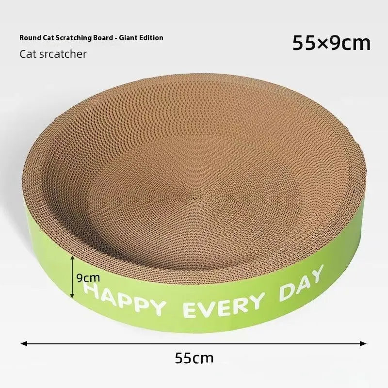 Green round cat nest with a central sisal scratching surface and soft inner cushion.