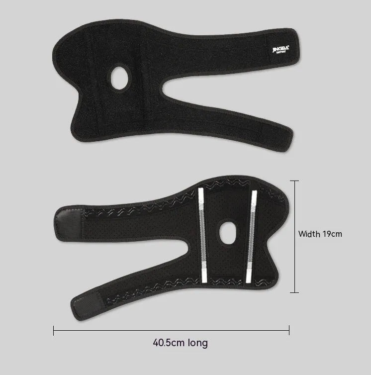 Black adjustable sports elbow guard shown on arm during athletic activity