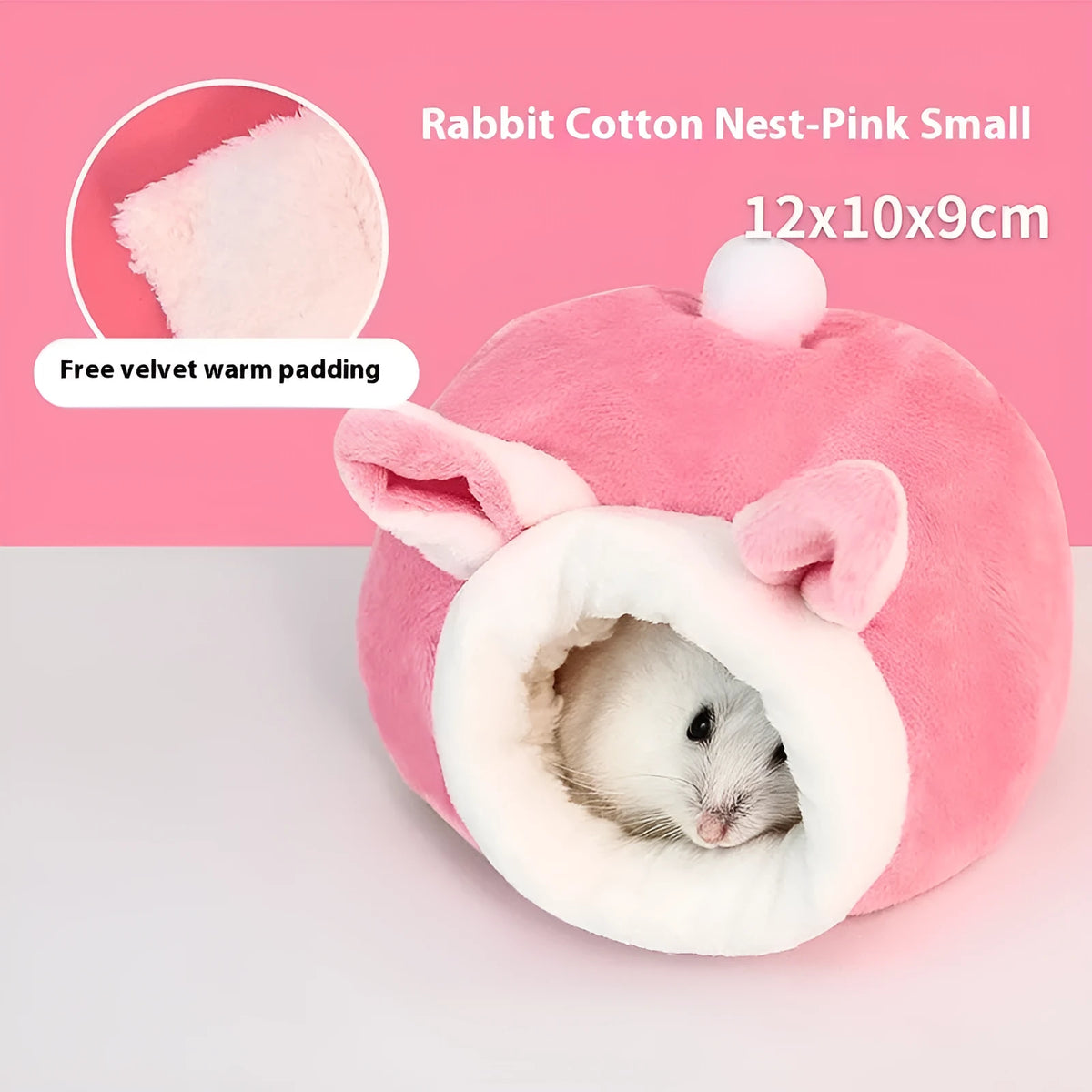 Cotton pet nest for hamsters and sugar gliders, 12x10x9cm, anti-bite, in yellow chick or grey rabbit style