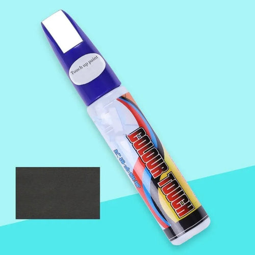 Automotive paint repair pen kit with touch-up paint, wax, sponge, and sandpaper for car scratches