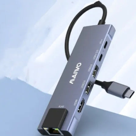 Aluminium alloy Steam Deck six-in-one docking station with HDMI, Ethernet, and USB ports.