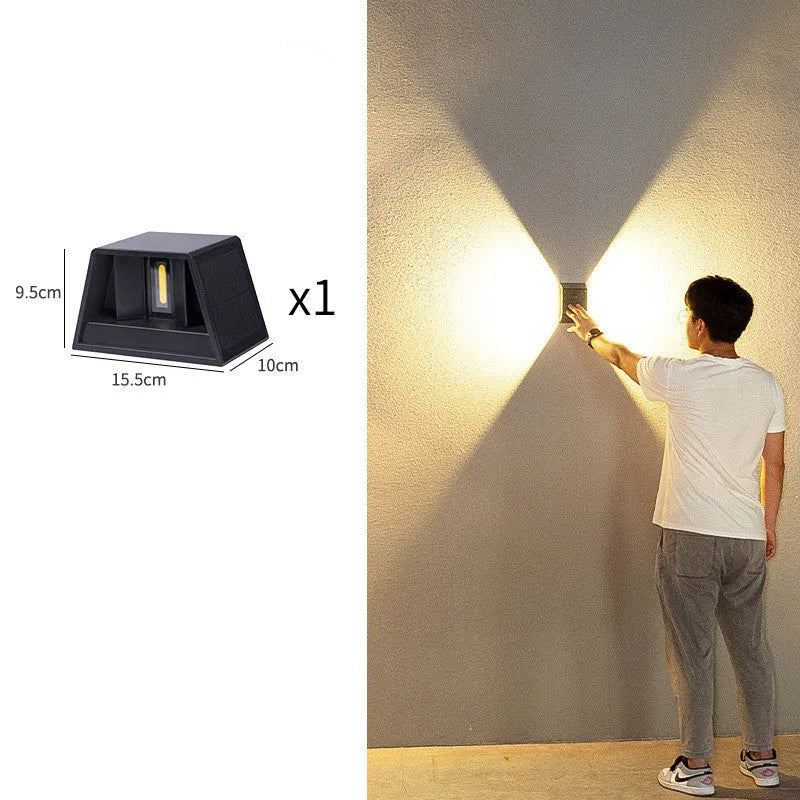 Solar outdoor wall lamp with IP66 protection, 5W LED, 2000mAh battery, ABS housing, for corridor and garden