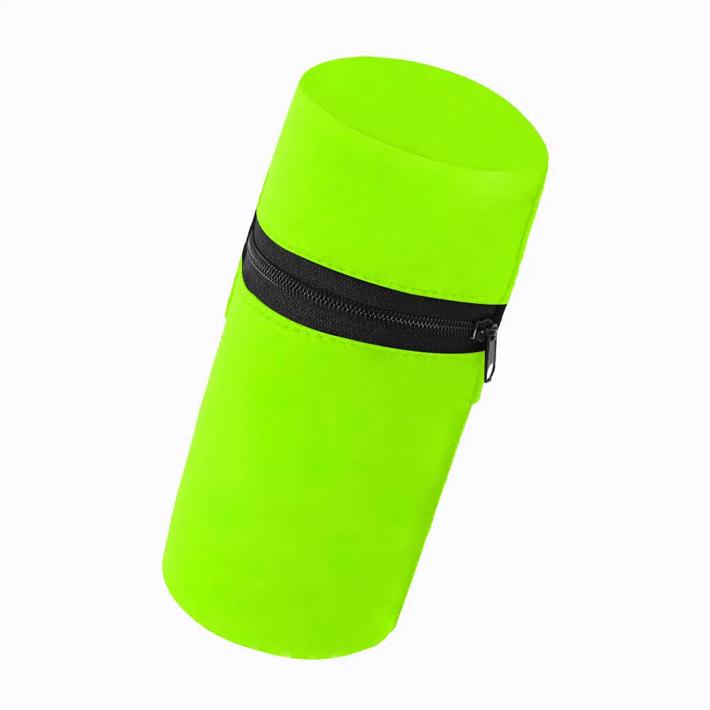 Sports mobile phone arm bag in black, shown on a person's arm during a run