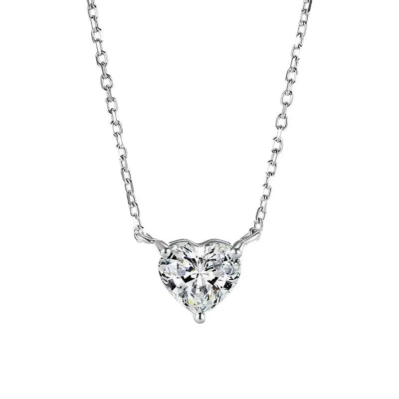 Silver-colour heart necklace with copper construction and simple pendant design