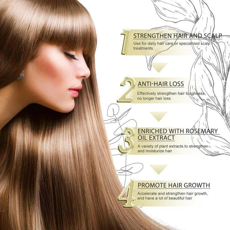 Yellow rosemary hair essential oil in 60ml bottle for damaged hair treatment