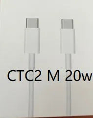 White 20W USB-C Power Delivery fast charger with British plug and coiled USB-C cable.