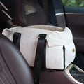 Beige white dual-use pet car nest and bed carrier for small dogs or cats.