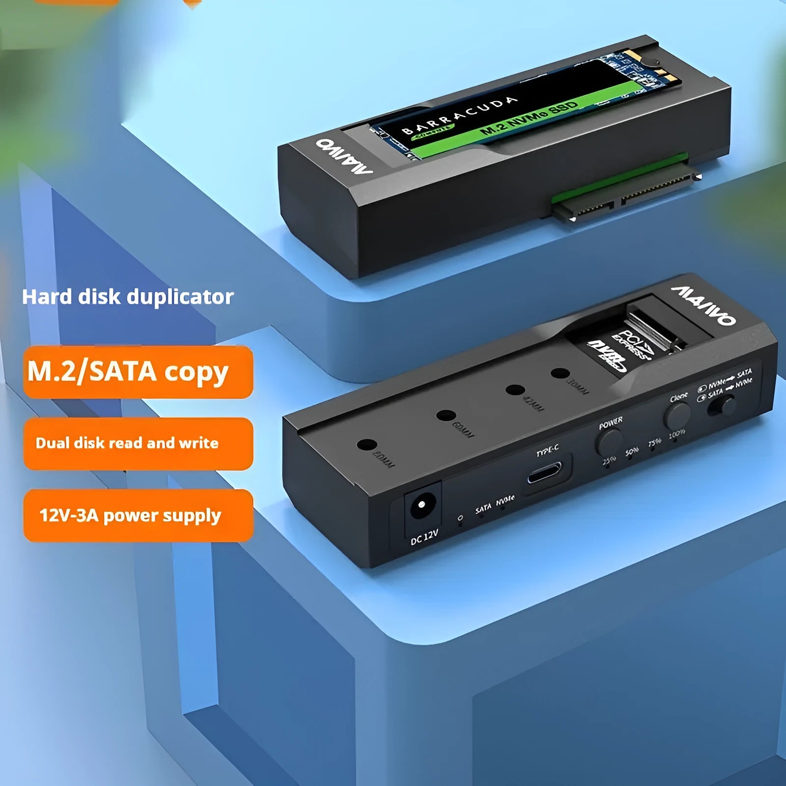 External USB hard drive enclosure for 2.5-inch SATA SSD and HDD drives