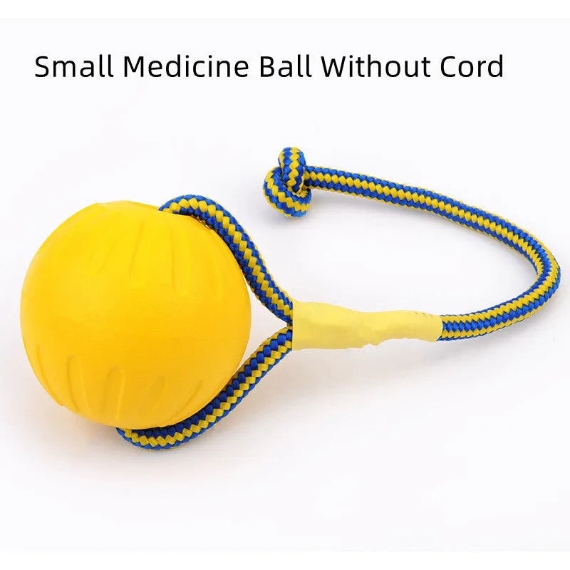 EVA floating dog training ball with rope in 7cm small size for puppy fetch and chew play
