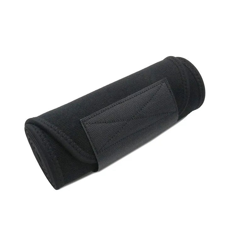 Black neoprene lumbar support belt for fitness and sport waist protection.
