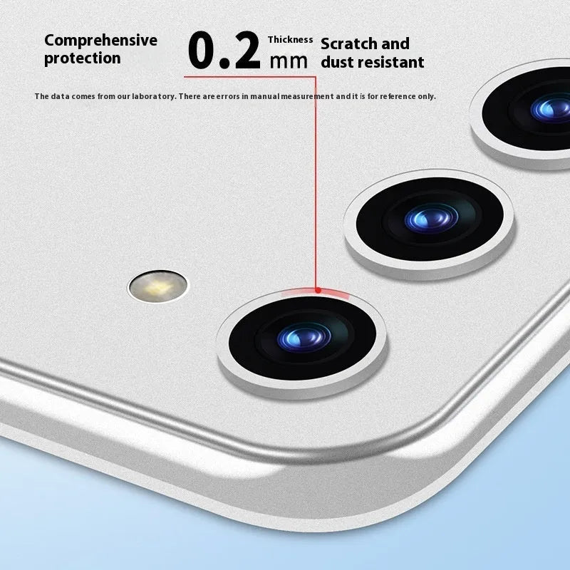 Ultra-thin transparent Samsung phone case with frosted PC finish, all-inclusive border, and bracket in translucent white or black.