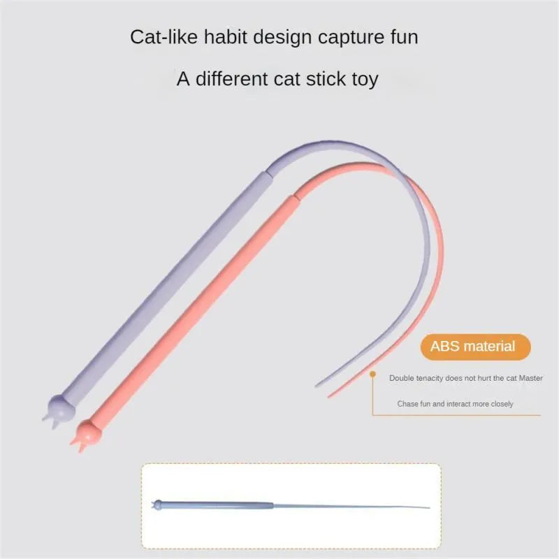 Simulated mouse tail cat toy with long flexible silicone tail and cat head design
