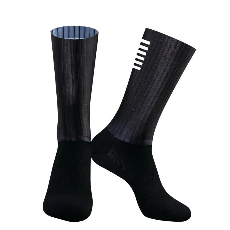 Athletic sports socks for running and cycling in orange, black, purple, white, grey or dark blue
