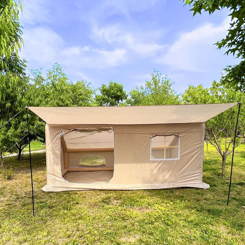 Double-layer inflatable camping tent in Oxford cloth colour with air column poles and pump included