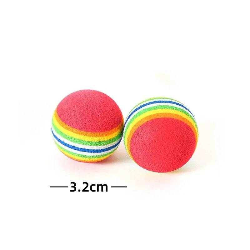 Colored plastic bell mesh hollow sound cat teasing ball in rainbow colour