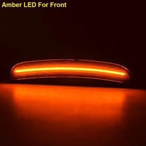Dodge Challenger side turn signal light replacement kit for 2015-2020 models, showing yellow front and red rear lights.