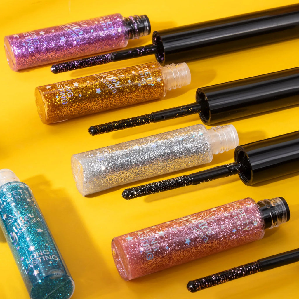 Colour mascara in 5 shades pink gold purple blue iron grey waterproof long curl