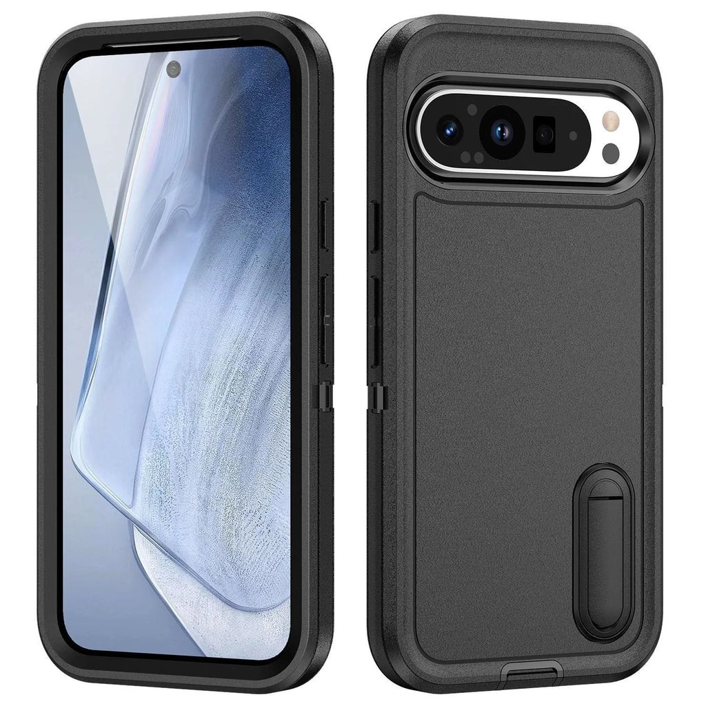Wei Sanfang protective phone case with bracket for Google Pixel9 in black and orange finish